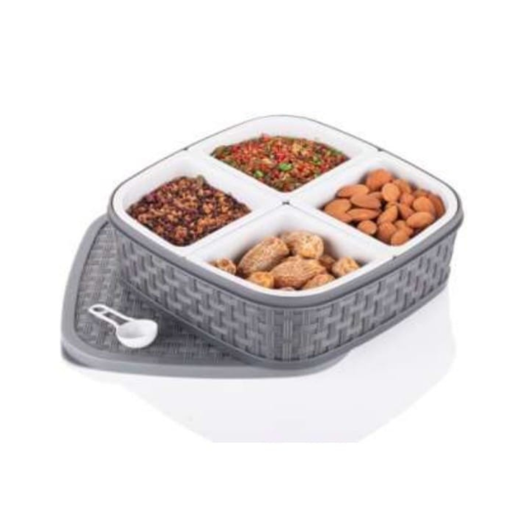 Masala Box 4 Sections Multipurpose Box Candy, masala container dry fruits Mouthwash
